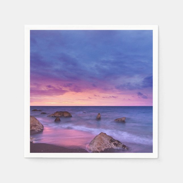 Serviette En Papier Belle photo côtière du coucher de soleil (Devant)