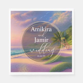 Serviette En Papier Belle plage Arrière - plan Parties scintillant Gol