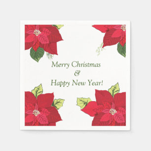 Serviette En Papier Belle Poinsettia Fleurs Personnalisées Noël