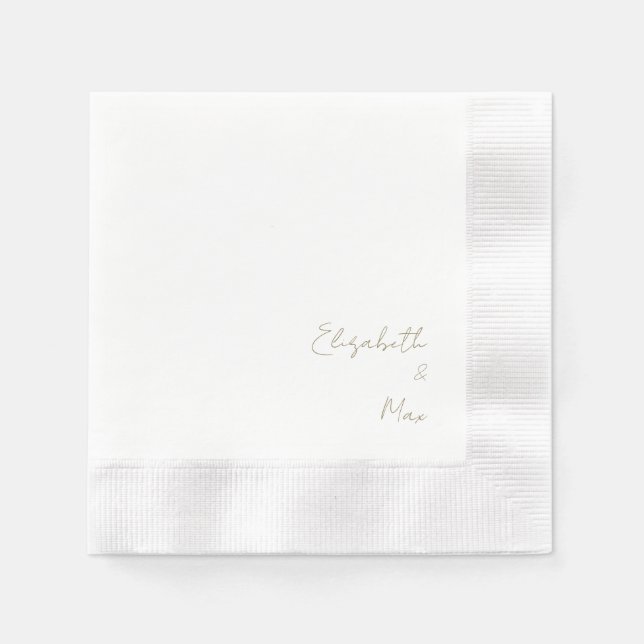 Serviette En Papier Belle police Gold Texte Mariage Cocktail (Devant)