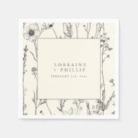 Belle serviette mariage aux fleurs sauvages