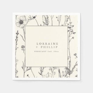 Serviette En Papier Belle serviette mariage aux fleurs sauvages