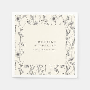 Serviette En Papier Belle serviette mariage aux fleurs sauvages