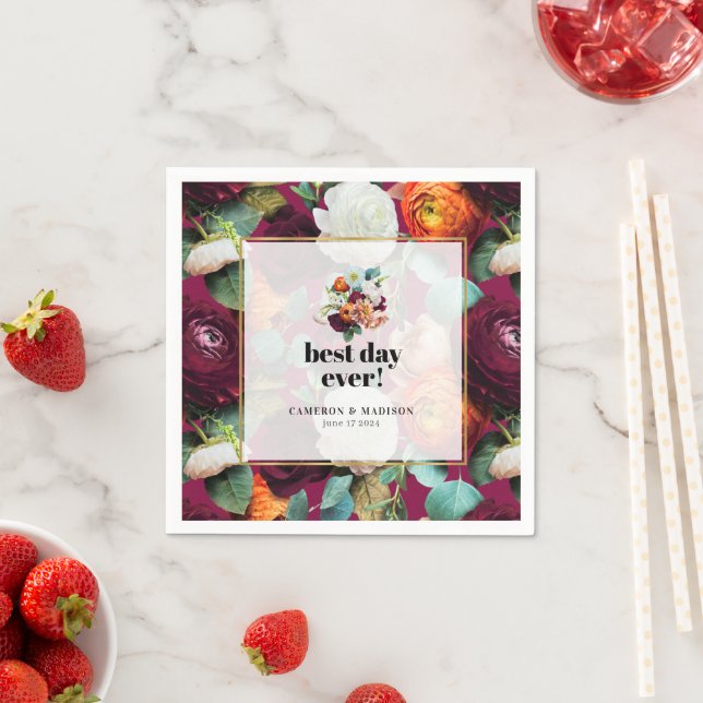 Serviette En Papier Belle serviettes Mariage Fleur Été (En situation)