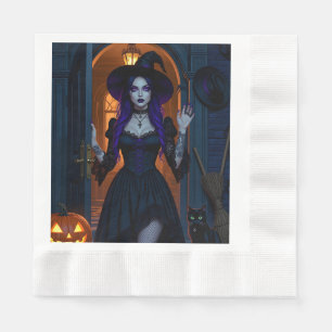 Serviette En Papier Belle sorcière avec Candelabra Halloween