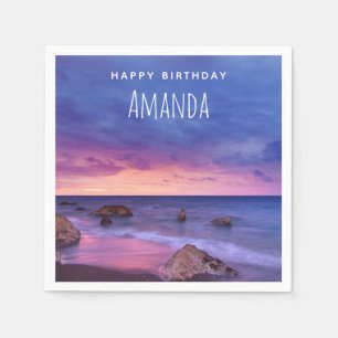 Serviette En Papier Belle Sunset Coastal photo Anniversaire
