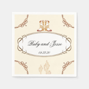 Serviette En Papier Belle Western Dark Brown Mariage