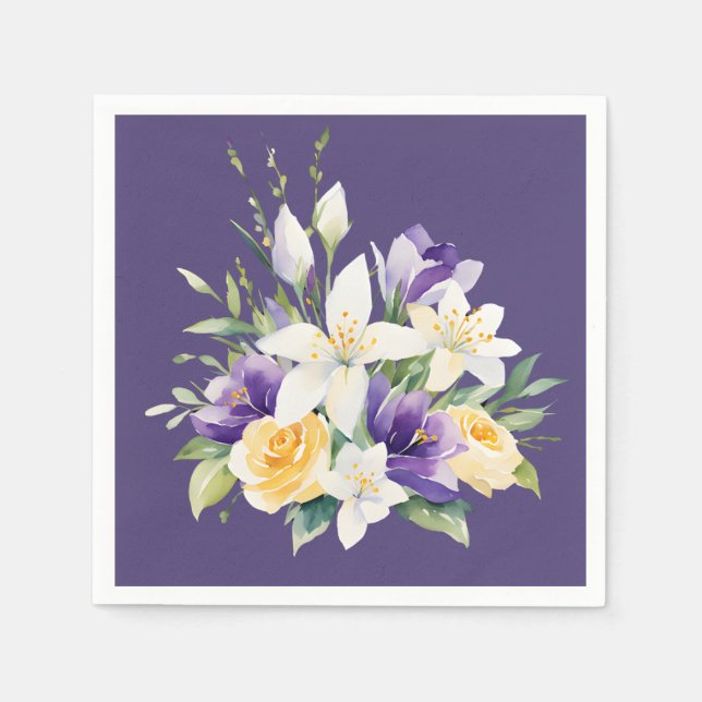 Serviette En Papier Belles fleurs de Pâques violettes (Devant)