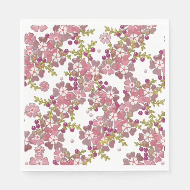 Serviette En Papier Belles fleurs en verre, (Devant)