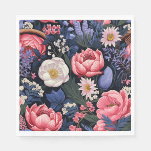 Serviette En Papier Belles fleurs, motif coloré,