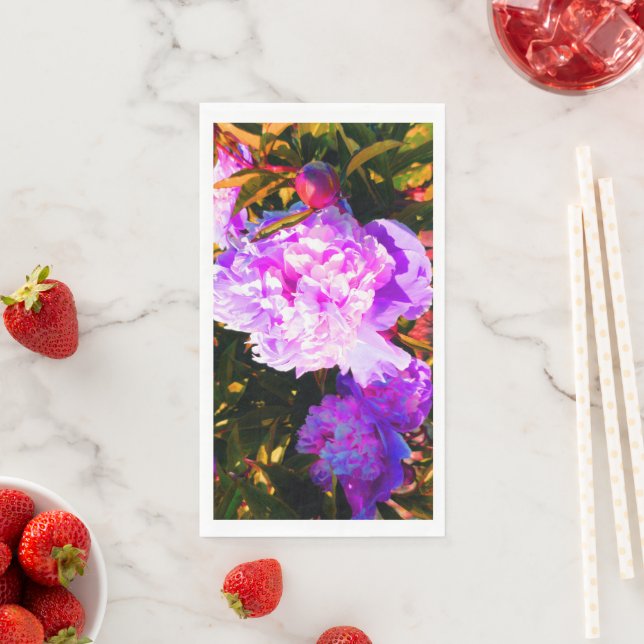Serviette En Papier Belles pivoines roses (En situation)