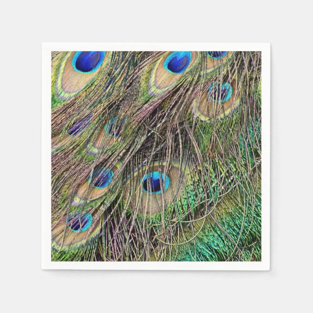Serviette En Papier Belles plumes de paon (Devant)
