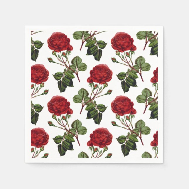 Serviette En Papier Belles Roses Rouges (Devant)