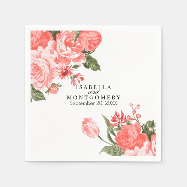 Serviette En Papier Belles serviettes de fleurs de corail (Devant)