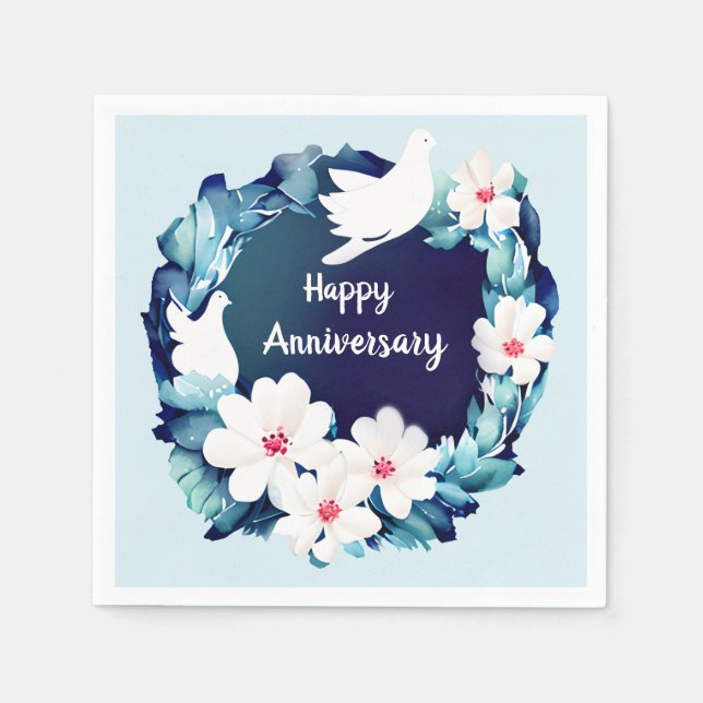 Serviette En Papier Belles tourterelles blanches (Devant)