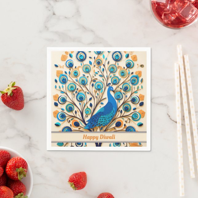 Serviette En Papier 🦚 Bénédiction radiante de Peacock Diwali (En situation)
