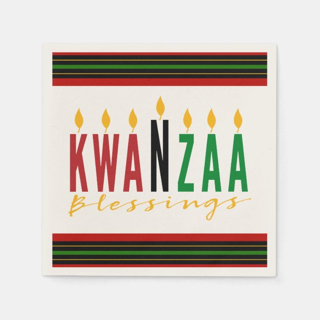 Serviette En Papier Bénédictions de Kwanzaa | Kinara (Devant)