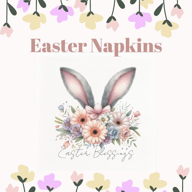 Serviette En Papier Bénédictions de Pâques Brunch Cute Bunny Oreilles  (Créateur téléchargé)