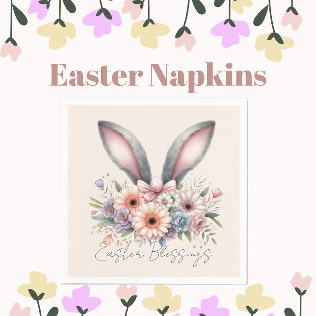 Serviette En Papier Bénédictions de Pâques Brunch mignon Bunny Oreille (Créateur téléchargé)