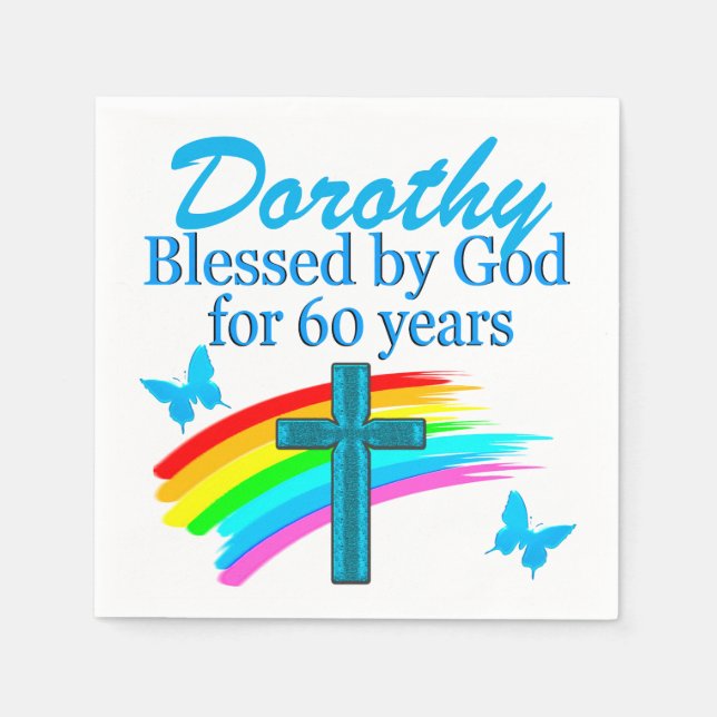 SERVIETTE EN PAPIER BÉNÉFICIÉ PAR DIEU POUR 60E NAPKINS PERSONNALISÉS (Devant)