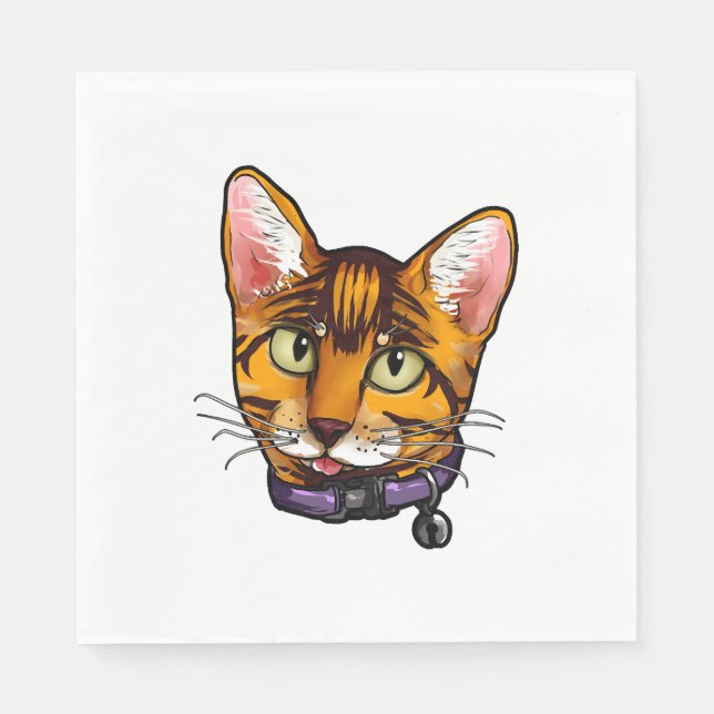 Serviette En Papier Bengale chat Chats Kitty Cartoon Visage Aimer doux (Devant)