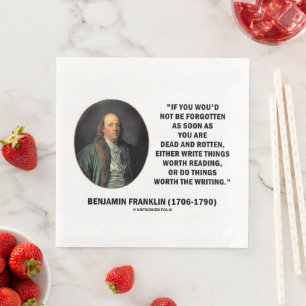 Serviette En Papier Benjamin Franklin Ne Pas être Oublié Lecture Écrit