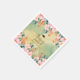 Serviette En Papier Beown rose aquarelle fleurie graduation botanique