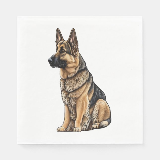 Serviette En Papier Berger allemand assis (Devant)