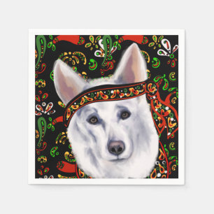 SERVIETTE EN PAPIER BERGER ALLEMAND BLANC DU MEXIQUE