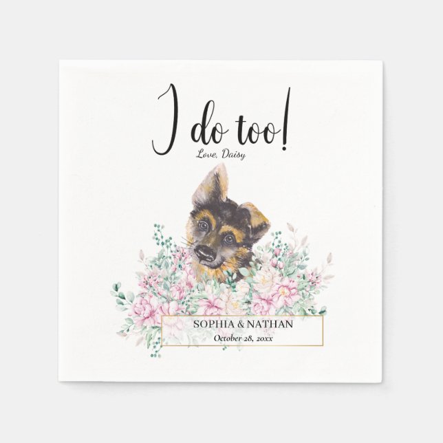 Serviette En Papier Berger allemand Chien Chien Mariage Cocktail Servi (Devant)