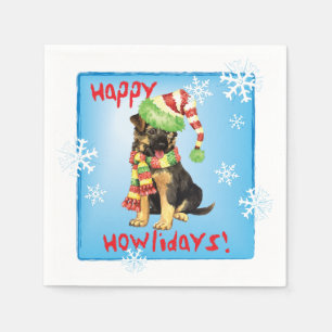 Serviette En Papier Berger allemand de Noël