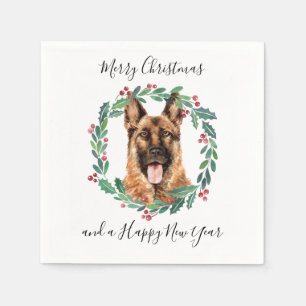 Serviette En Papier Berger allemand élégant chien Joyeux Noël