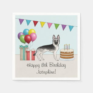 Serviette En Papier Berger Allemand Silver Sable Anniversaire Coloré