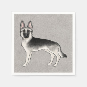 Serviette En Papier Berger Allemand Silver Sable Mignon Chien GSD Dess