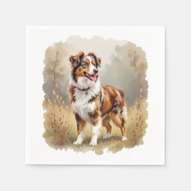 Serviette En Papier Berger Australien Red Merle (Devant)