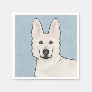 Serviette En Papier Berger Blanc Suisse Tête de Chien Blanc Mignon Ble