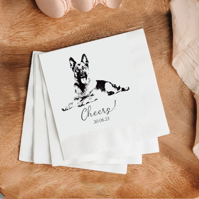 Serviette En Papier Berger Chien Cheval Chien Cocktail Personnalisé Na (Créateur téléchargé)