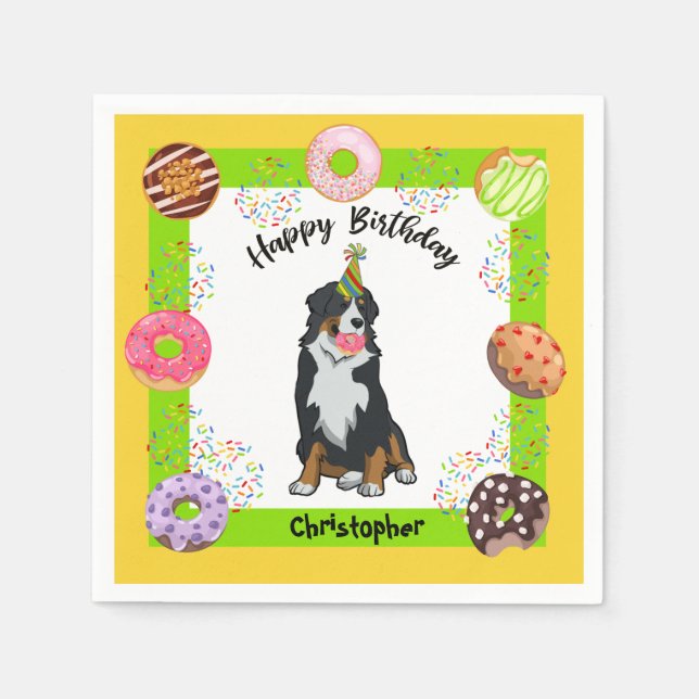 Serviette En Papier Bernese Mountain dog Anniversaire fête Napkin (Devant)