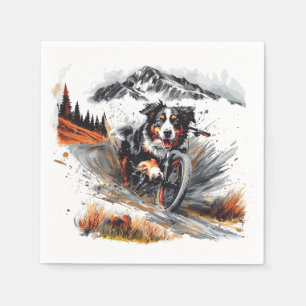 Serviette En Papier Bernese Mountain Dog Biking Dans Les Montagnes