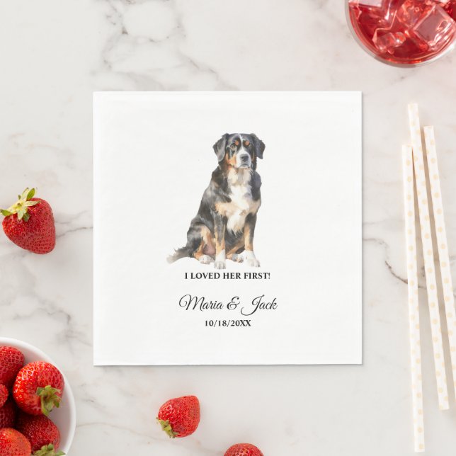 Serviette En Papier Bernese Mountain Dog Pet Cocktail Mariage (En situation)