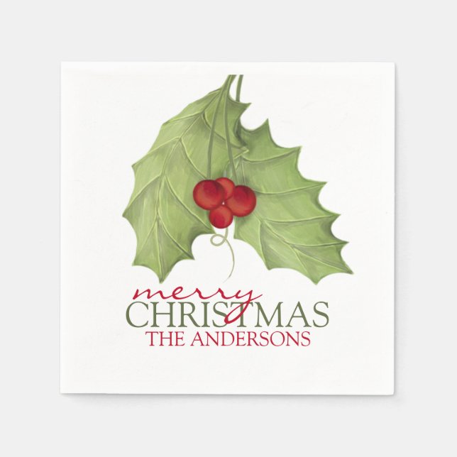 Serviette En Papier Berries botaniques Verdure rustique Famille person (Devant)