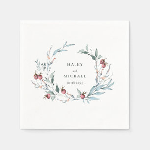Serviette En Papier Berries d'hiver Mariage de gerbes botaniques rusti