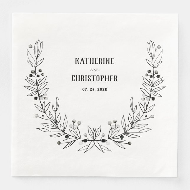 Serviette En Papier Berries Rustiques Tiré Feuilles De Soupe Cimier De (Devant)