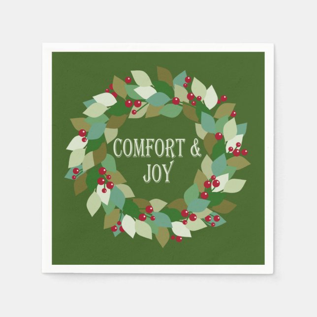 Serviette En Papier Berries Wreath Holiday Confort & Joie (Devant)