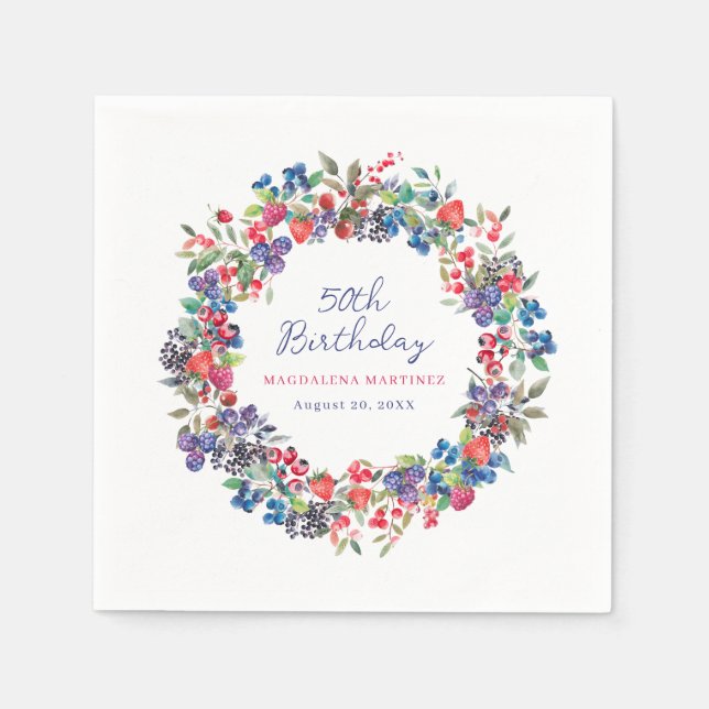 Serviette En Papier Berry Boho Rustique Été 50e anniversaire (Devant)