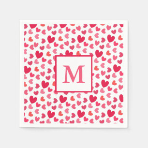 Serviette En Papier Berry, coeur rouge et rose motif Amour