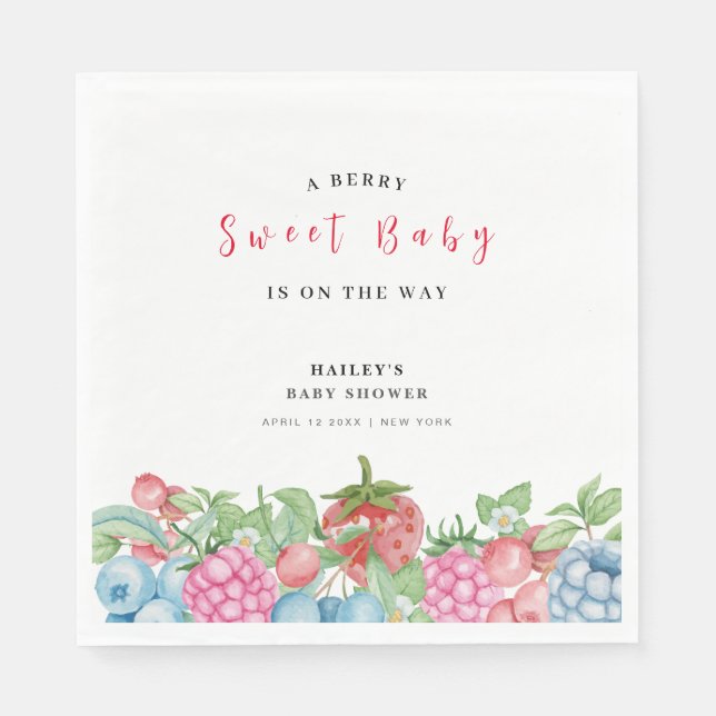Serviette En Papier Berry doux Baby shower doux et doux (Devant)