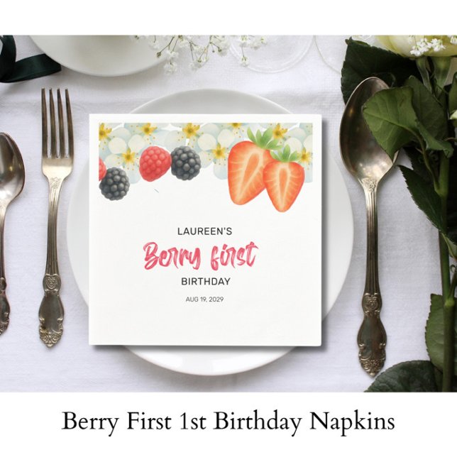Serviette En Papier Berry First 1er Anniversaire  (Créateur téléchargé)