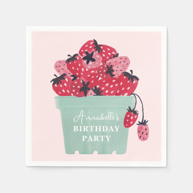 Serviette En Papier Berry First Birday Party fraise (Devant)