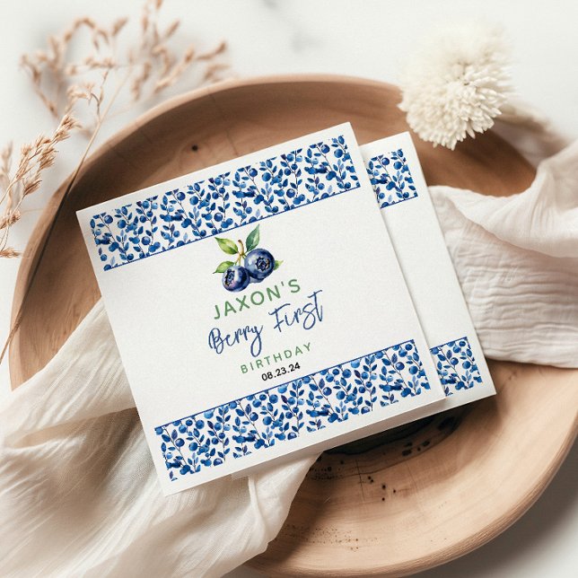 Serviette En Papier Berry First Blueberry 1er Anniversaire (Créateur téléchargé)